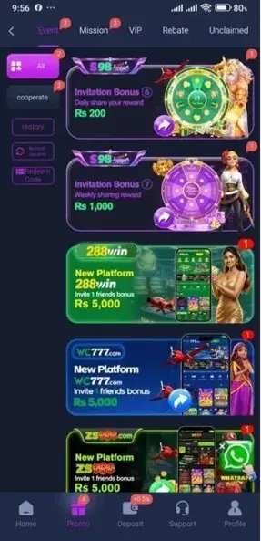 S98 Game wallet section