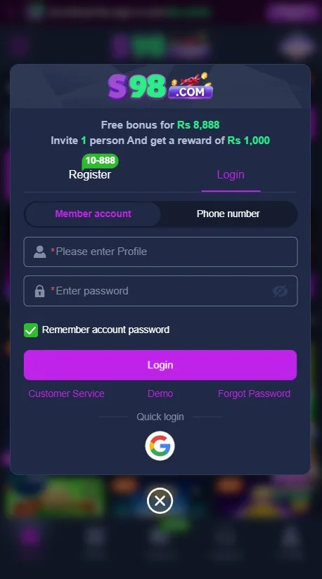 S98 Game Registration
